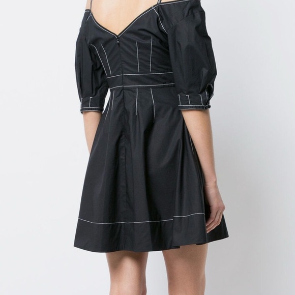 DEREK LAM 10 CROSBY COTTON POPLIN OFF SHOULDER DRESS BLACK SIZE 4 - Picture 2 of 16